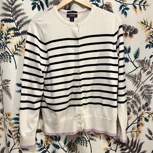 Lands End striped cardigan - dark purple and lavender